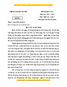 Đề thi cuối kì 1 Ngữ Văn lớp 7 Cánh diều có đáp án (Đề 8)