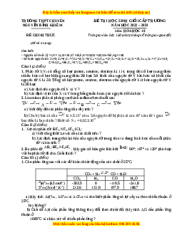 Đề HSG Hóa 10 Trường THPT Nguyễn Bỉnh Khiêm năm 2023 có đáp án