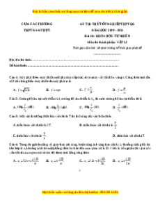Đề thi thử Vật Lí trường Nam Trực năm 2021