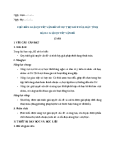 Giáo án Bài 14: Giải quyết vấn đề Tin học 9 Kết nối tri thức