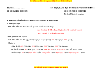 Bộ 10 đề thi cuối kì 2 KHTN 6 Chân trời sáng tạo (nối tiếp)
