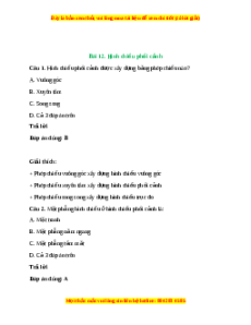 Trắc nghiệm Bài 12: Hình chiếu phối cảnh