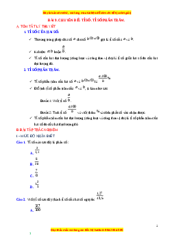 Chuyên đề Tỉ số. Tỉ số phần trăm Toán 6 Cánh diều