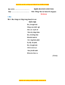 Bài tập cuối tuần Tiếng việt lớp 1 Tuần 26 Chân trời sáng tạo (có lời giải)