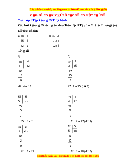 Giải Sgk Toán lớp 3 Bài 34: Chia số có hai chữ số cho số có một chữ số (Chân trời sáng tạo)