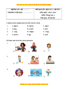 Đề thi giữa kì 2 Tiếng Anh lớp 4 Global success (Đề 1)