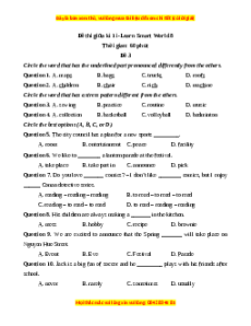 Đề thi giữa kì 1 Tiếng Anh 8 ilearn smart world (đề 3)