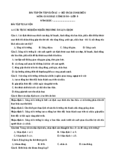 Bài tập ôn tập Cuối kì 1 GDCD 9 Cánh diều cấu trúc mới