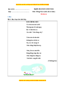 Bài tập cuối tuần Tiếng việt lớp 1 Tuần 32 Kết nối tri thức (có lời giải)