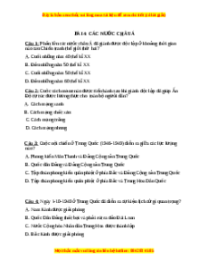 Trắc nghiệm Bài 4: Các nước Châu Á Lịch sử 12