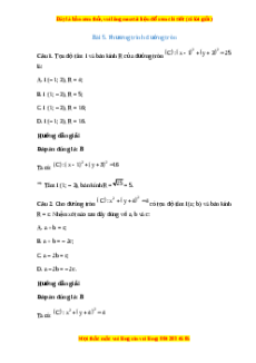 Trắc nghiệm Phương trình đường tròn Toán 10 Cánh diều