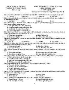 Đề thi thử tốt nghiệp Lịch sử trường THPT Chu Văn An năm 2024