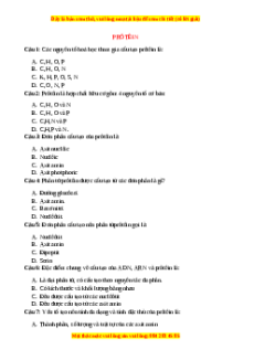 Trắc nghiệm Prôtêin Sinh học 9