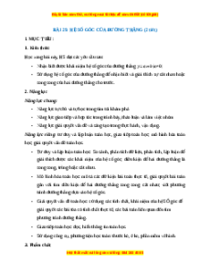 Giáo án Hệ số góc của đường thẳng Toán 8 Kết nối tri thức