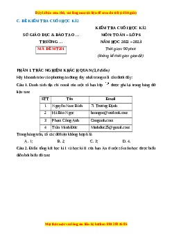 Đề thi cuối kì 2 Toán 6 Cánh diều (Đề 6)