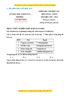 Đề thi cuối kì 2 Toán 6 Cánh diều (Đề 6)