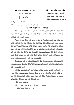 Đề thi Cuối kì 1 Ngữ văn 9 Cánh diều 2024 (Đề 6)