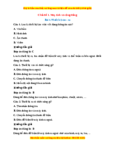 Trắc nghiệm Tin học 7 Bài 1 Kết nối tri thức: Thiết bị vào - ra