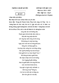 Đề thi Cuối kì 1 Ngữ văn 9 Kết nối tri thức 2024 (Đề 7)