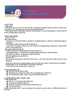 Giáo án Thực hành - Đo tốc độ truyền âm Vật lí 11 Kết nối tri thức