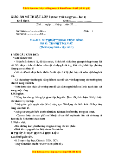 Giáo án Bài 12 Mĩ thuật 8 Chân trời sáng tạo (Bản 1): Tranh tĩnh vật