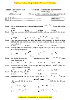 Đề thi thử tốt nghiệp Vật lí trường THPT Lý Tự Trọng - Hà Tĩnh năm 2024