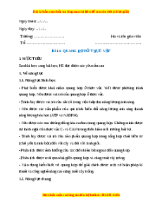 Giáo án Quang hợp ở thực vật Sinh học 11 Kết nối tri thức