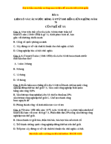 Trắc nghiệm Bài 1: Liên Xô và các nước Đông Âu từ 1945 đến giữa những năm 70 Lịch sử 12