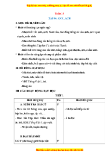 Giáo án Tuần 19 Tiếng việt lớp 1 Cánh diều
