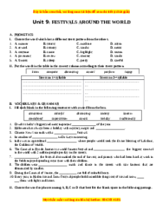 Bài tập Unit 9: Festivals around the world Tiếng Anh 7 chương trình thí điểm - Lưu Hoằng Trí