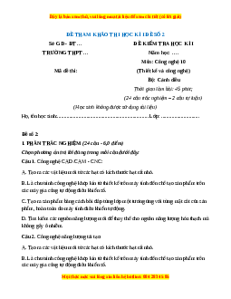 Đề thi Công nghệ 10 cuối kì 1 Cánh diều(Công nghệ thiết kế) - Đề 2