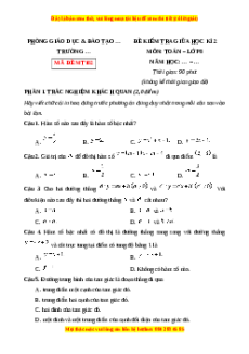 Đề thi giữa kì 2 Toán 8 Chân trời sáng (Đề 2)