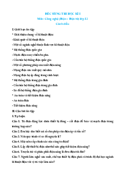 Đề cương ôn tập Cuối kì 1 Công nghệ 12 Điện, Điện tử Cánh diều