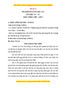 Đề thi giữa kì 1 Tiếng Việt lớp 4 Cánh diều (Đề 10)