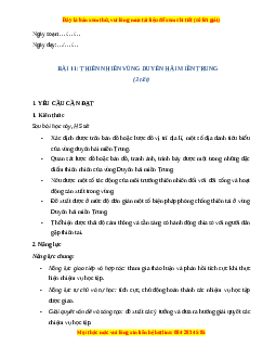 Giáo án Bài 11 Lịch sử & Địa lí lớp 4 Cánh diều: Thiên nhiên vùng Duyên hải miền Trung
