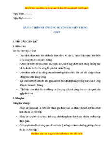Giáo án Bài 11 Lịch sử & Địa lí lớp 4 Cánh diều: Thiên nhiên vùng Duyên hải miền Trung