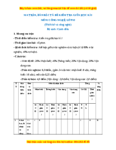Đề thi Công nghệ 10 giữa kì 1 Cánh diều (Công nghệ thiết kế) - Đề 1
