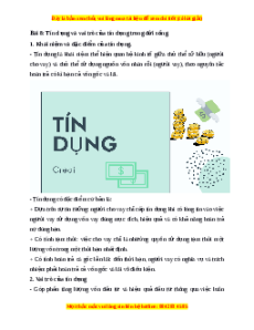 Lý thuyết KTPL 10 Kết nối tri thức Bài 8: Tín dụng và vai trò của tín dụng trong đời sống