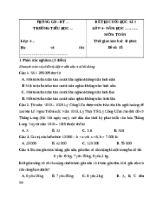 Đề thi cuối kì 1 Toán lớp 4 Kết nối tri thức - Đề 15