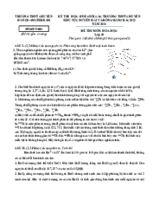 Đề thi HSG Hóa học 10 Trường THPT Chuyên Amsterdam - Hà Nội