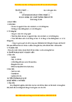 Giáo án Bài 23 Công nghệ cơ khí 11 Kết nối tri thức: Bánh xe và hệ thống treo ô tô