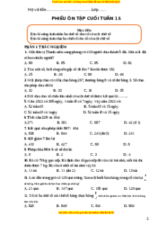 Bài tập cuối tuần Toán lớp 3 Tuần 15 Kết nối tri thức (Phiên bản 2)