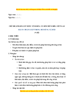 Giáo án Bài 19 KTPL 10 Cánh diều: Pháp luật trong đời sống xã hội