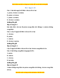 Trắc nghiệm Nguyên tử KHTN 7 Kết nối tri thức