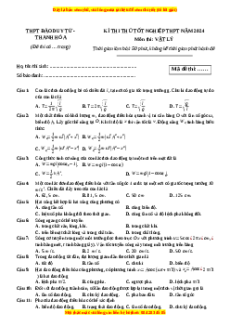Đề thi thử tốt nghiệp Vật lí trường THPT Đào Duy Từ - Thanh Hóa năm 2024