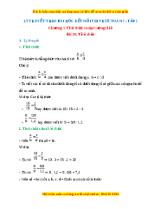Lý thuyết Bài 20: Tỉ lệ thức
