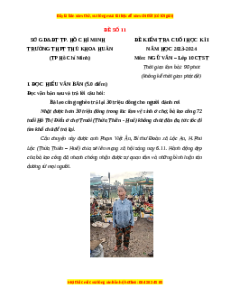 Đề thi cuối kì 1 Ngữ Văn 10 Chân trời sáng tạo (Đề 11)