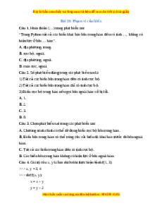 Trắc nghiệm Bài 28 Tin học 10 Kết nối tri thức: Phạm vi của biến