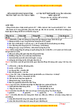 Đề thi thử Lịch Sử trường Nguyễn Trung Thiên lần 1 năm 2021