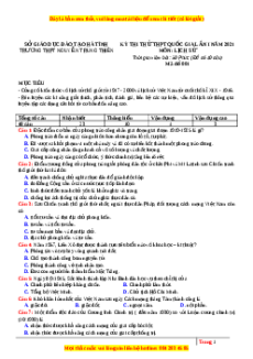 Đề thi thử Lịch Sử trường Nguyễn Trung Thiên lần 1 năm 2021